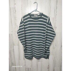 Vintage 90s BP Nordstrom Striped Sweater Green Blue White